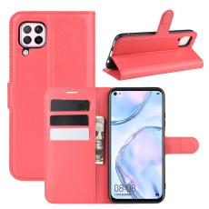  Huawei P40 Lite - Litchi Pl&aring;nboksfodral - R&ouml;d