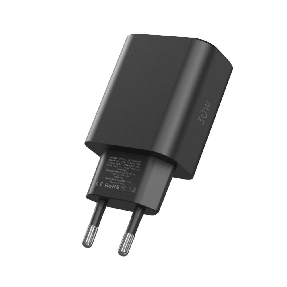 Tech-Protect Tech-Protect 30W PD/QC Väggladdare 2x USB-C 1x USB-A Svart