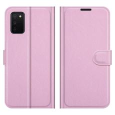  Samsung Galaxy A03s Fodral Litchi L&auml;der Ljus Rosa