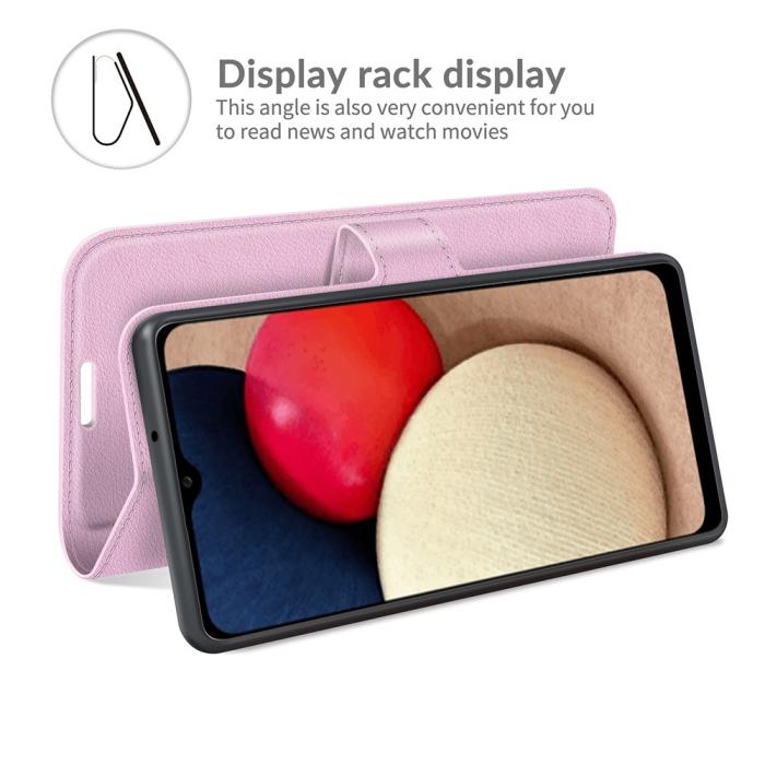 Bild 5,  Samsung Galaxy A03s Fodral Litchi Läder Ljus Rosa