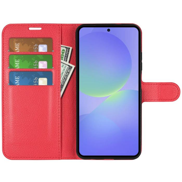 Bild 2,  Samsung Galaxy A37 5G Fodral Litchi Läder Röd