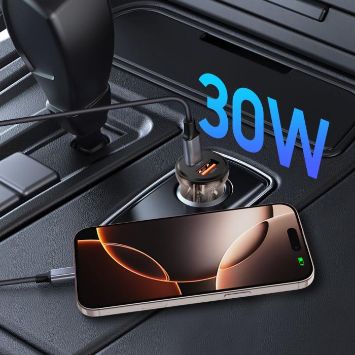 Bild 5, Tech-Protect Tech-Protect 30W PD QC Billaddare USB-C / USB-A Svart
