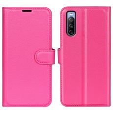  Sony Xperia 10 IV Fodral Litchi L&auml;der Rosa