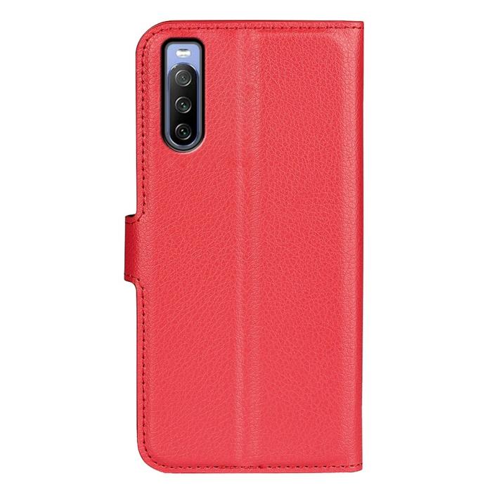 Bild 6,  Sony Xperia 10 IV Fodral Litchi Läder Röd