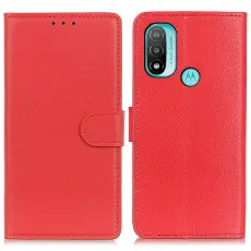  Motorola Moto E20 / E40 Fodral Litchi Textur R&ouml;d
