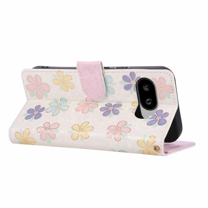 Bild 4,  Google Pixel 10a Fodral RFID Läder Färgglada Blommor