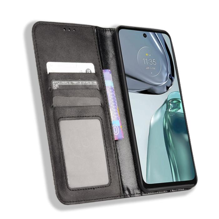 Bild 3,  Motorola Moto G62 5G Fodral Retro Läder Svart