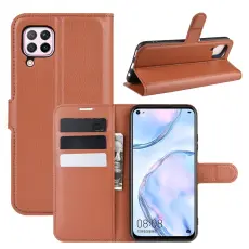  Huawei P40 Lite - Litchi Pl&aring;nboksfodral - Brun