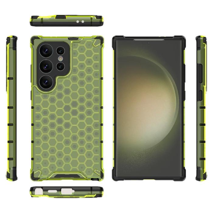 Bild 2,  Galaxy S24 Ultra Skal Honeycomb Shockproof Hybrid Grön
