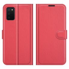  Samsung Galaxy A03s Fodral Litchi L&auml;der R&ouml;d