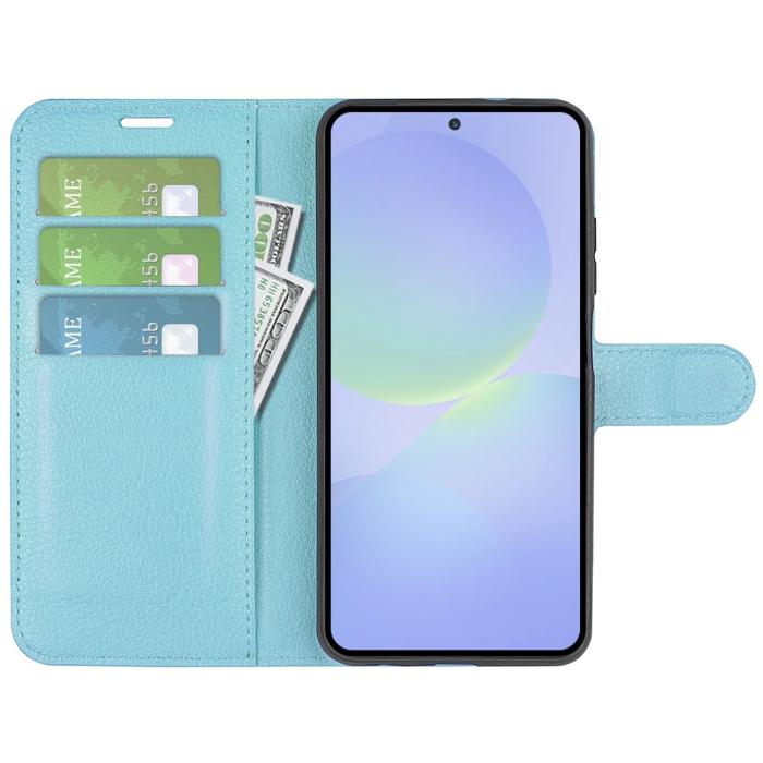 Bild 2,  Samsung Galaxy A37 5G Fodral Litchi Läder Blå