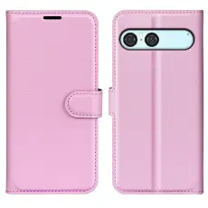 Sony Xperia 10 VII Fodral Litchi L&auml;der Ljus Rosa