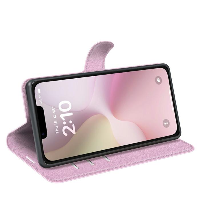 Bild 3,  iPhone 17e / 16e Fodral Litchi Läder Ljus Rosa