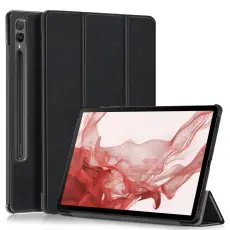  Samsung Galaxy Tab S9 Plus Fodral L&auml;der Svart