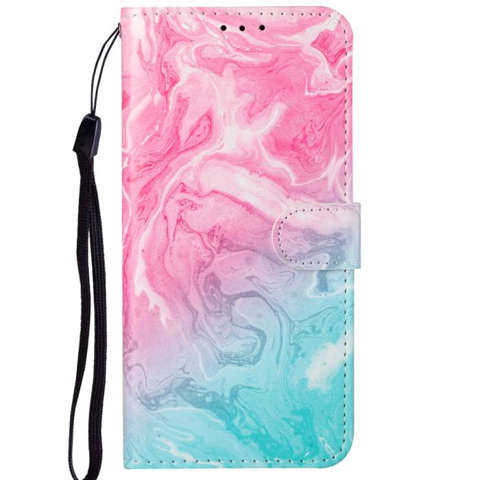 Bild 2,  Samsung Galaxy A04s / A13 5G Fodral Marmor Rosa/blå