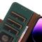  iPhone 15 Pro Fodral RFID Äkta Läder Grön