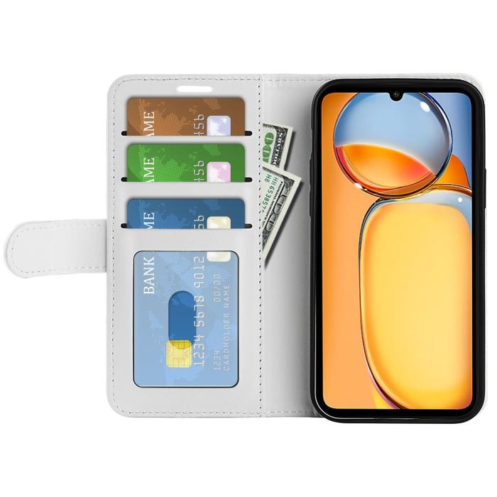 Bild 2,  Xiaomi Redmi 13C 4G Fodral Crazy Horse Läder Vit