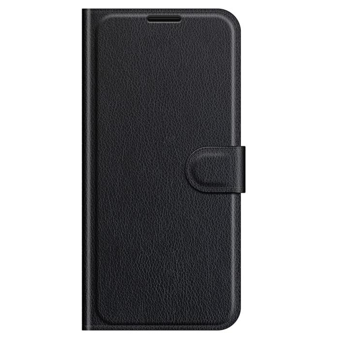 Bild 5,  iPhone 13 Fodral Litchi Läder Svart