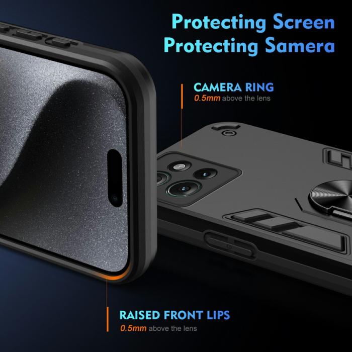 Bild 3,  Motorola Edge 50 Skal Hybrid Armor Ring Svart