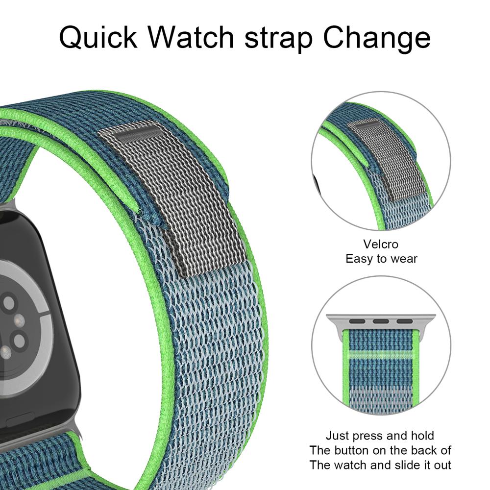 ColorPop Apple Watch 38/40/41/42 mm Armband Nylon Trail Loop Blå/Grön