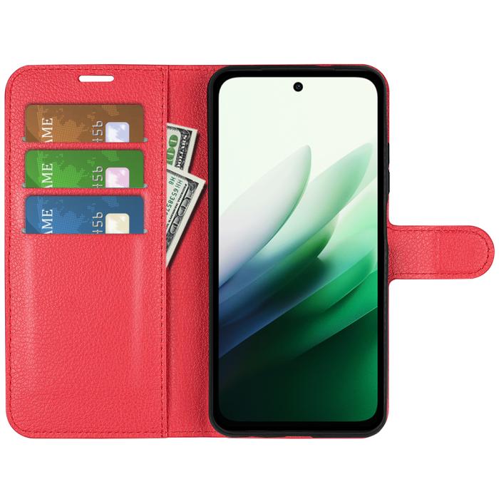 Bild 5,  Xiaomi Redmi 15 Fodral Litchi Läder Röd