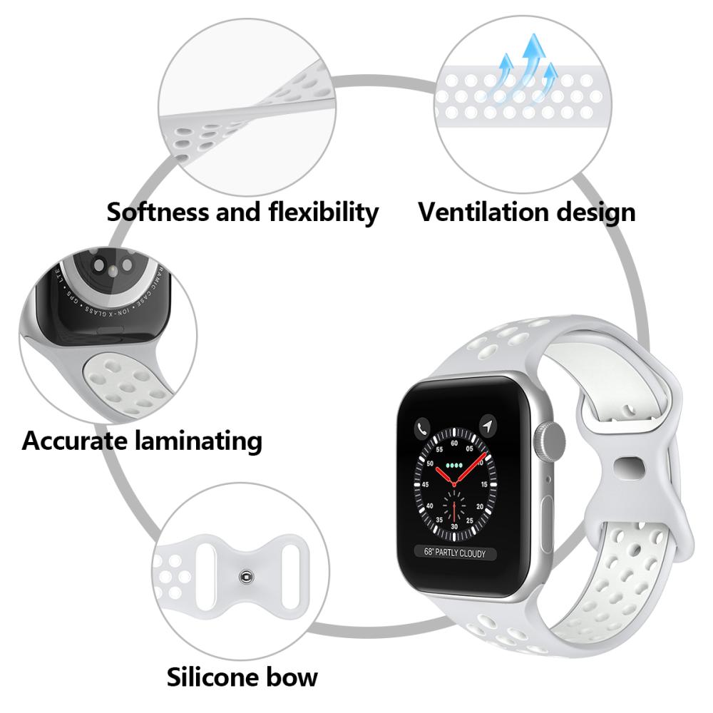 ColorPop Sportarmband Dual-Color Apple Watch 42/41/40/38 mm (M/L) Grå/Vit