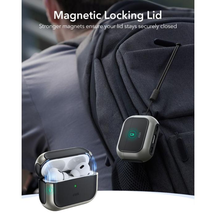 Bild 3, ESR ESR AirPods Pro 3 Skal MagSafe Orbit HaloLock Titanium