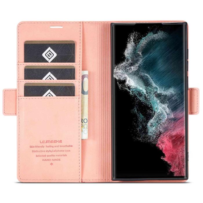 Bild 2, LC.IMEEKE LC.IMEEKE Samsung Galaxy S23 Ultra Flip Fodral Läder Rosa