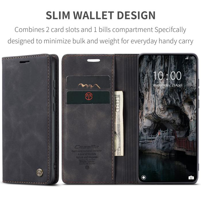 Bild 2, CASEME CASEME Xiaomi 15T Fodral Flip Retro Läder Svart