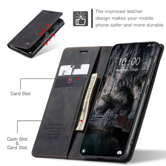 Bild 3, CASEME CASEME Xiaomi 15T Fodral Flip Retro Läder Svart