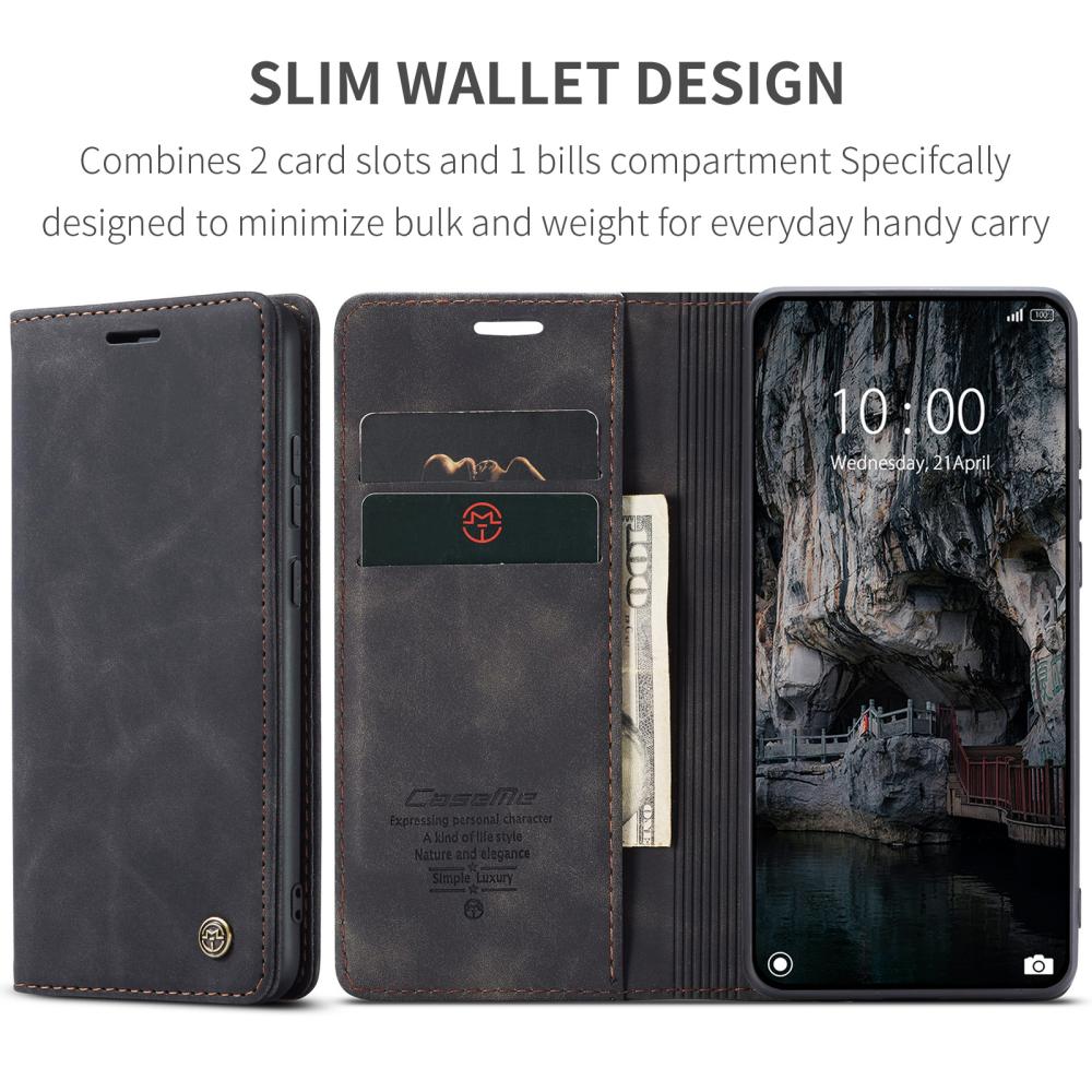 CASEME CASEME Xiaomi 15T Fodral Flip Retro Läder Svart