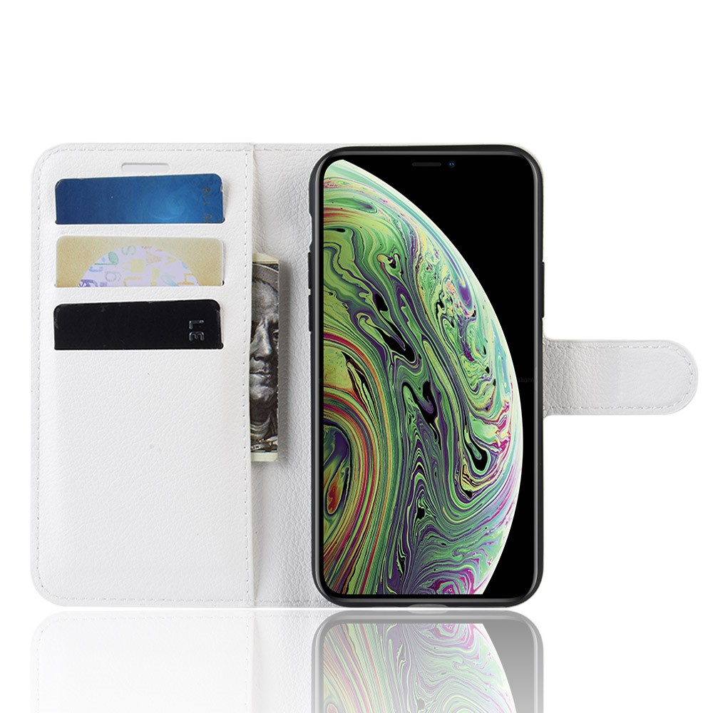 iPhone 11 Pro Fodral Litchi Läder Vit