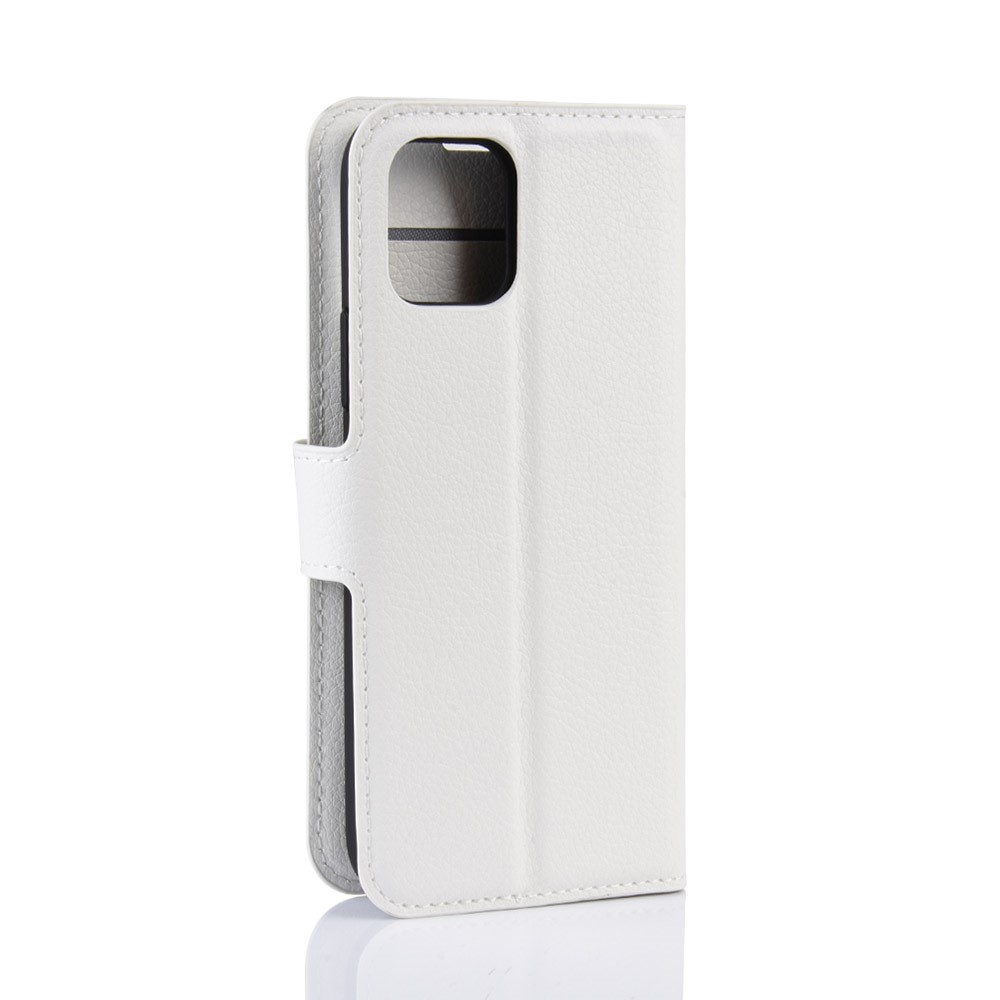  iPhone 11 Pro Fodral Litchi Läder Vit