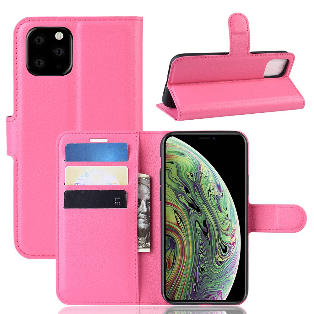  iPhone 11 Pro Fodral Litchi Läder Rosa