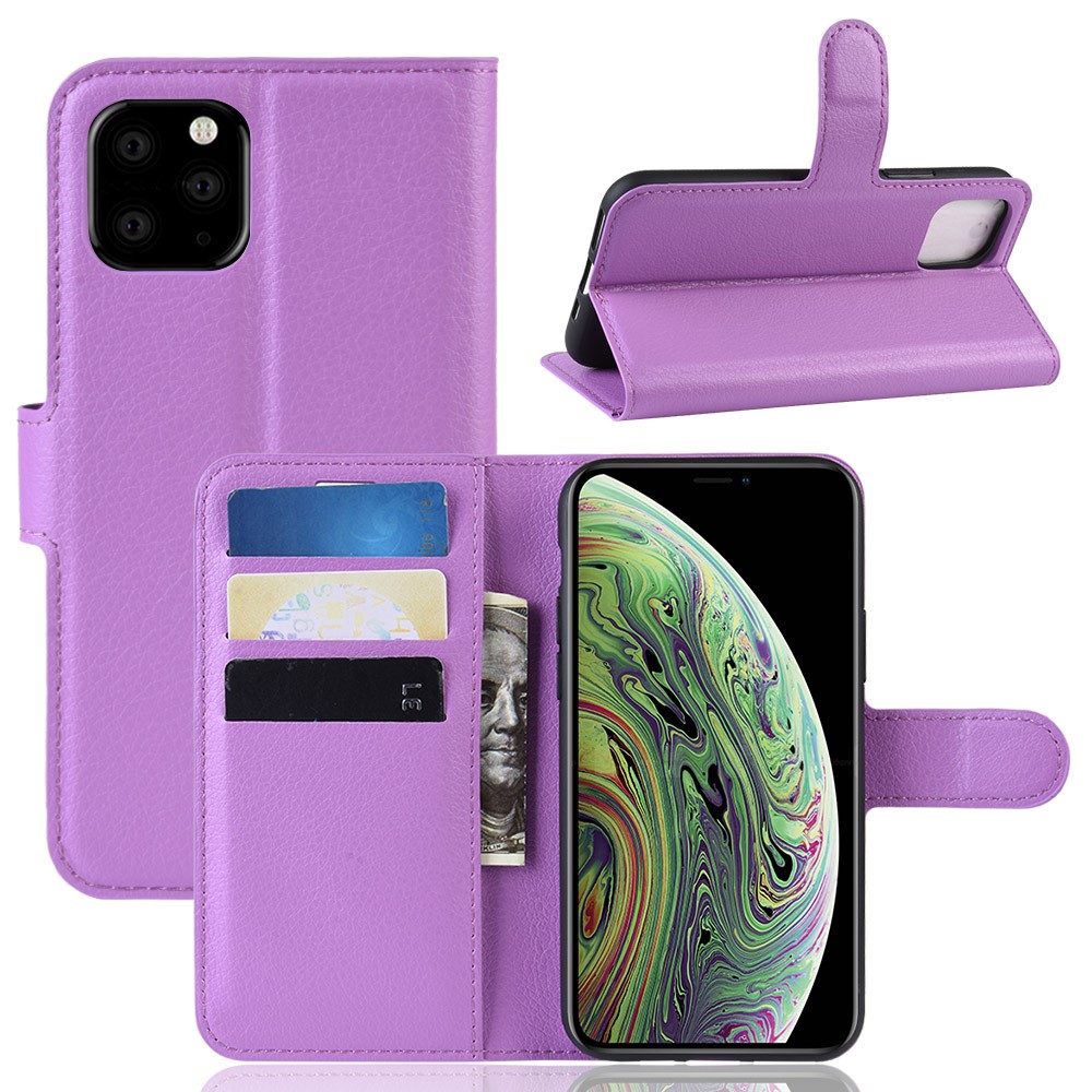  iPhone 11 Pro Fodral Litchi Läder Lila