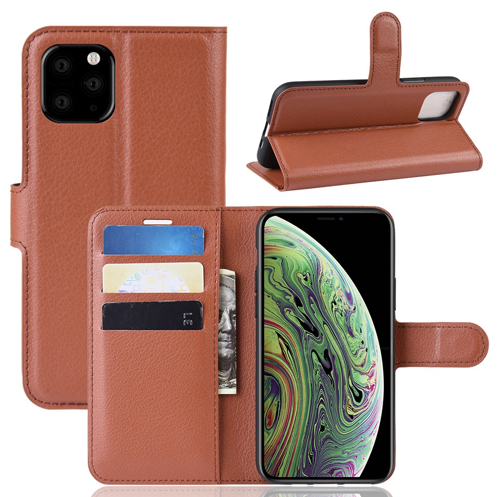  iPhone 11 Pro Fodral Litchi Läder Brun