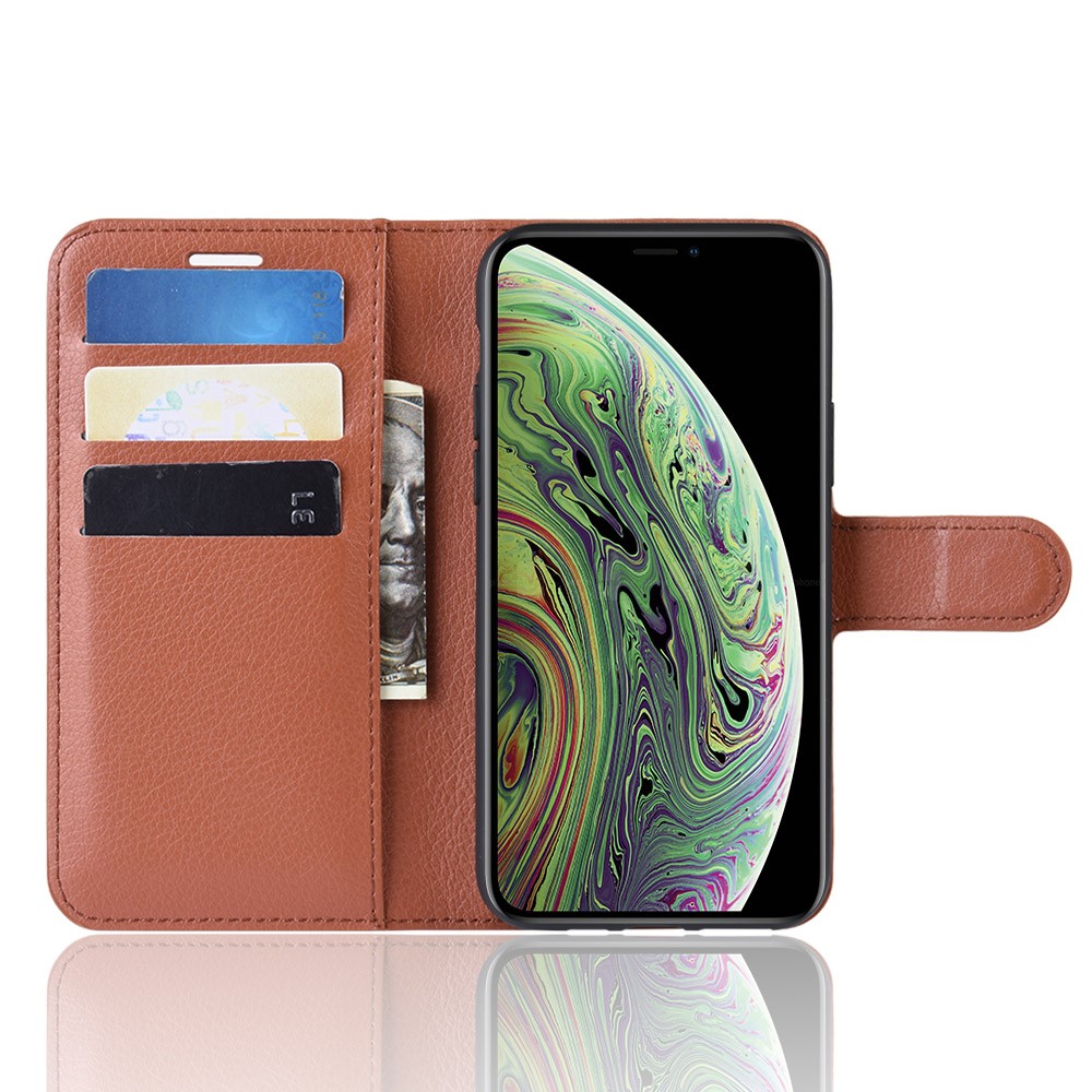 iPhone 11 Pro Fodral Litchi Läder Brun