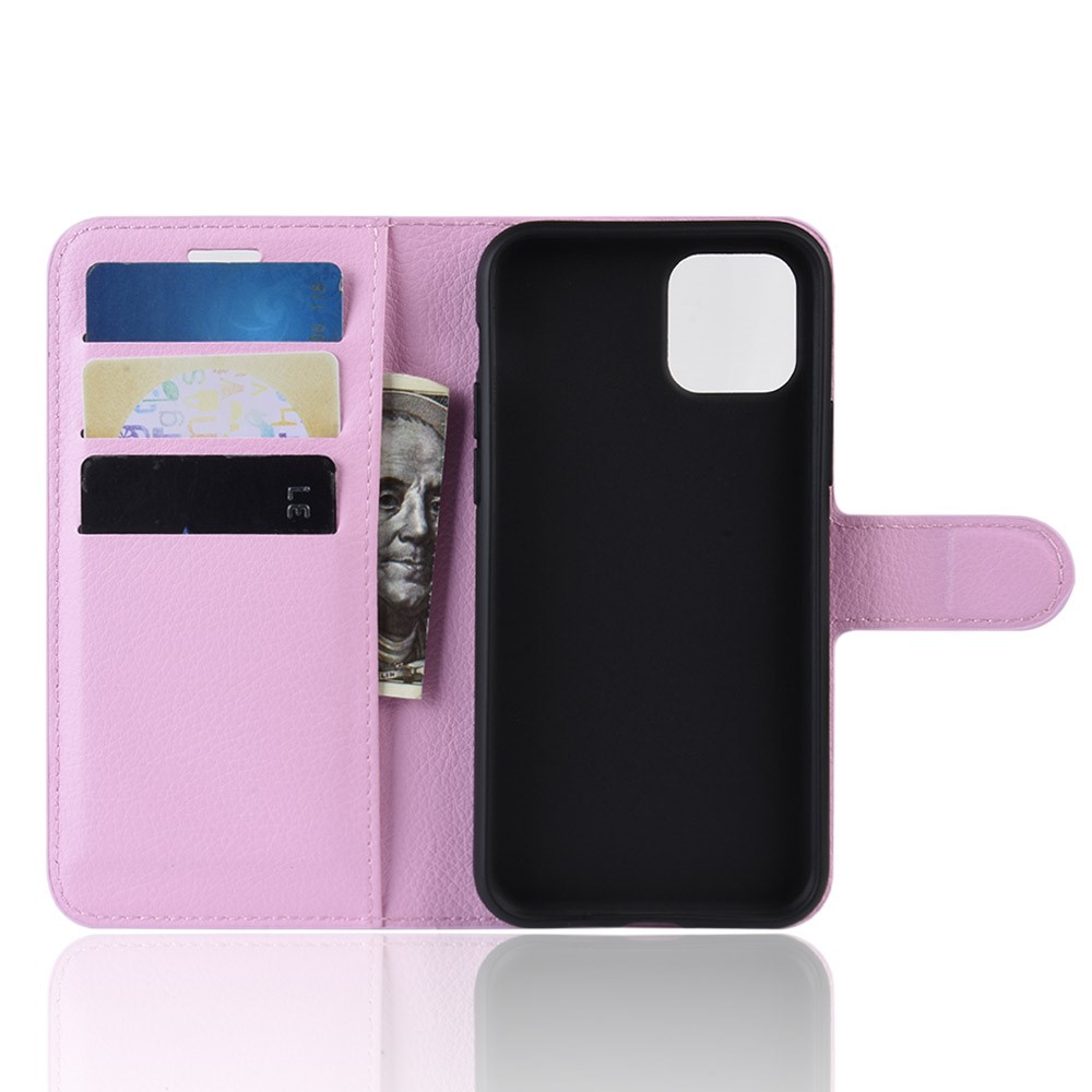  iPhone 11 Fodral Litchi Läder Ljus Rosa