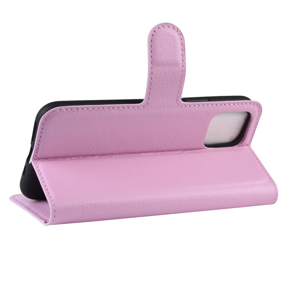  iPhone 11 Fodral Litchi Läder Ljus Rosa