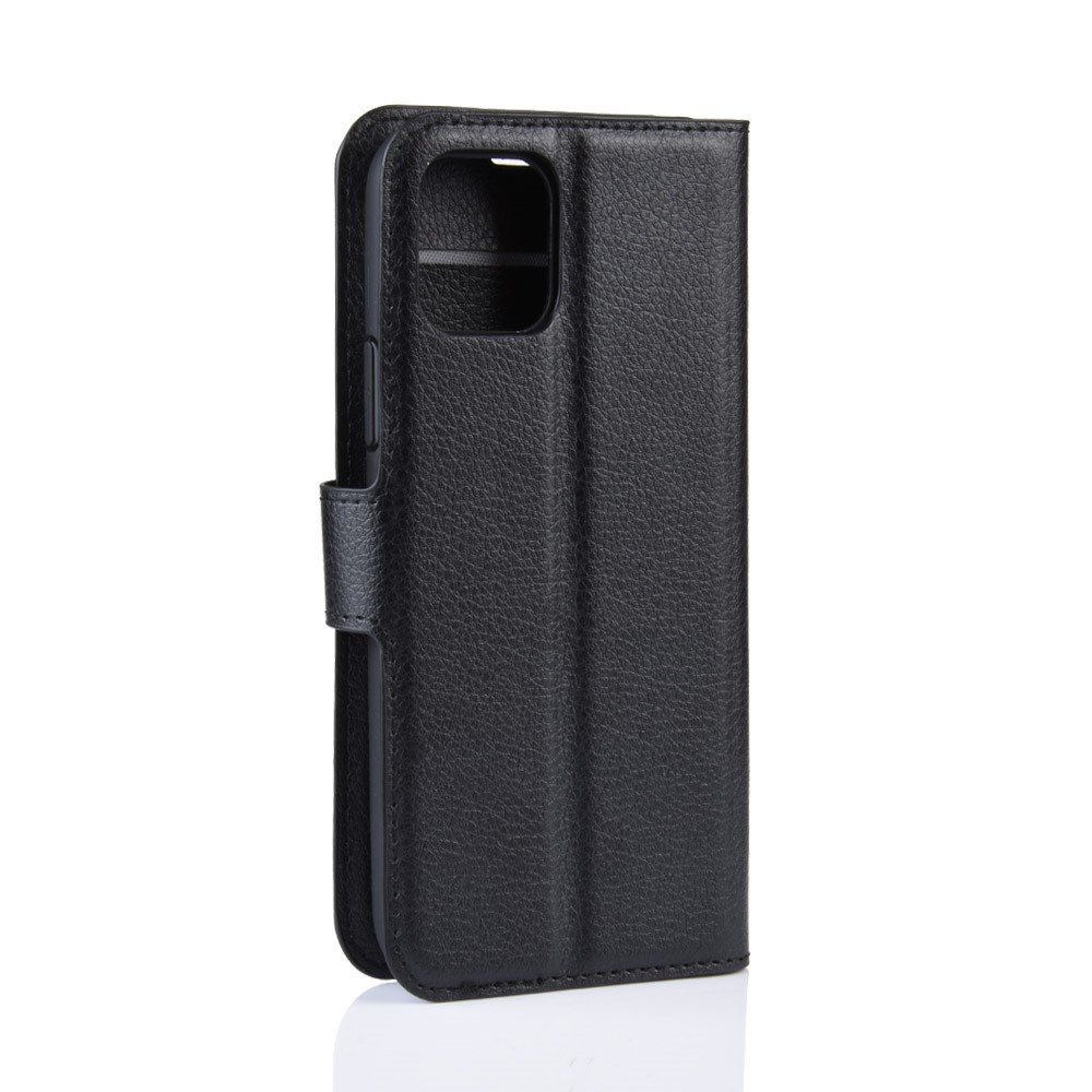  iPhone 11 Fodral Litchi Läder Svart