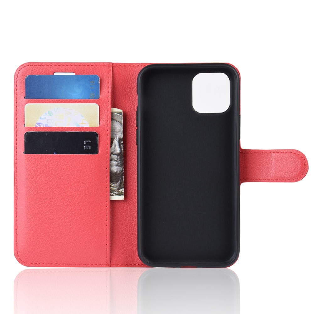 iPhone 11 Fodral Litchi Läder Röd