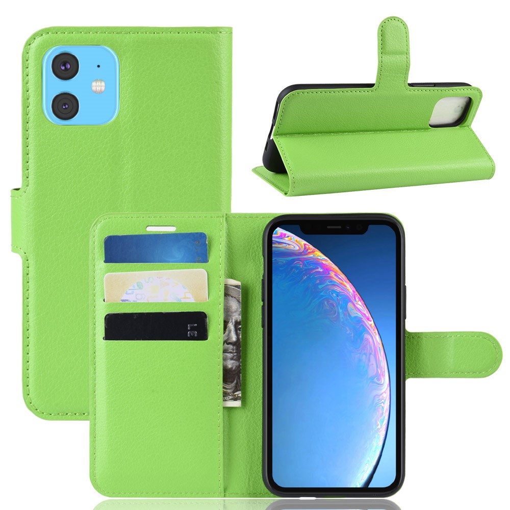  iPhone 11 Fodral Litchi Läder Grön