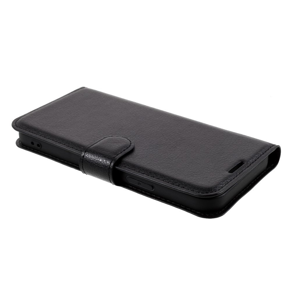  iPhone 12 / 12 Pro Fodral Litchi Läder Svart