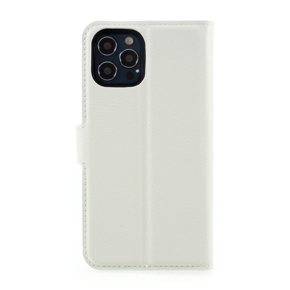  iPhone 12 / 12 Pro Fodral Litchi Läder Vit