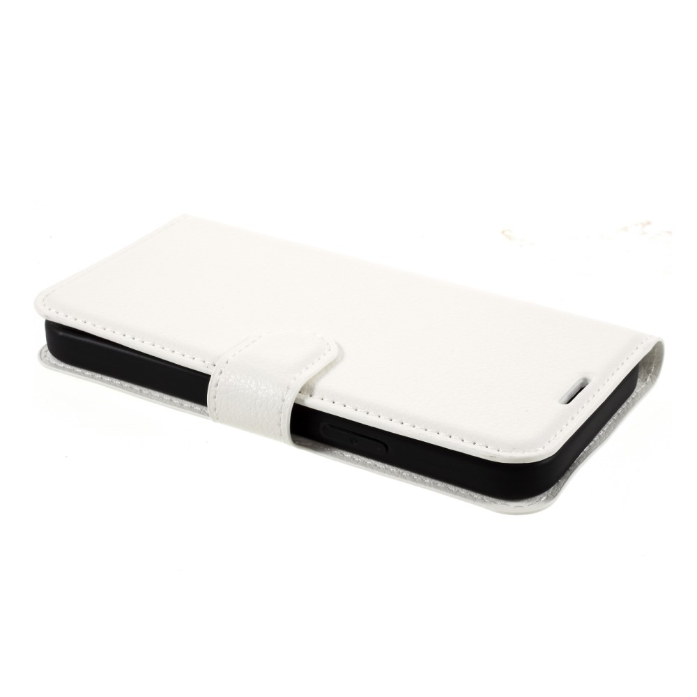  iPhone 12 / 12 Pro Fodral Litchi Läder Vit