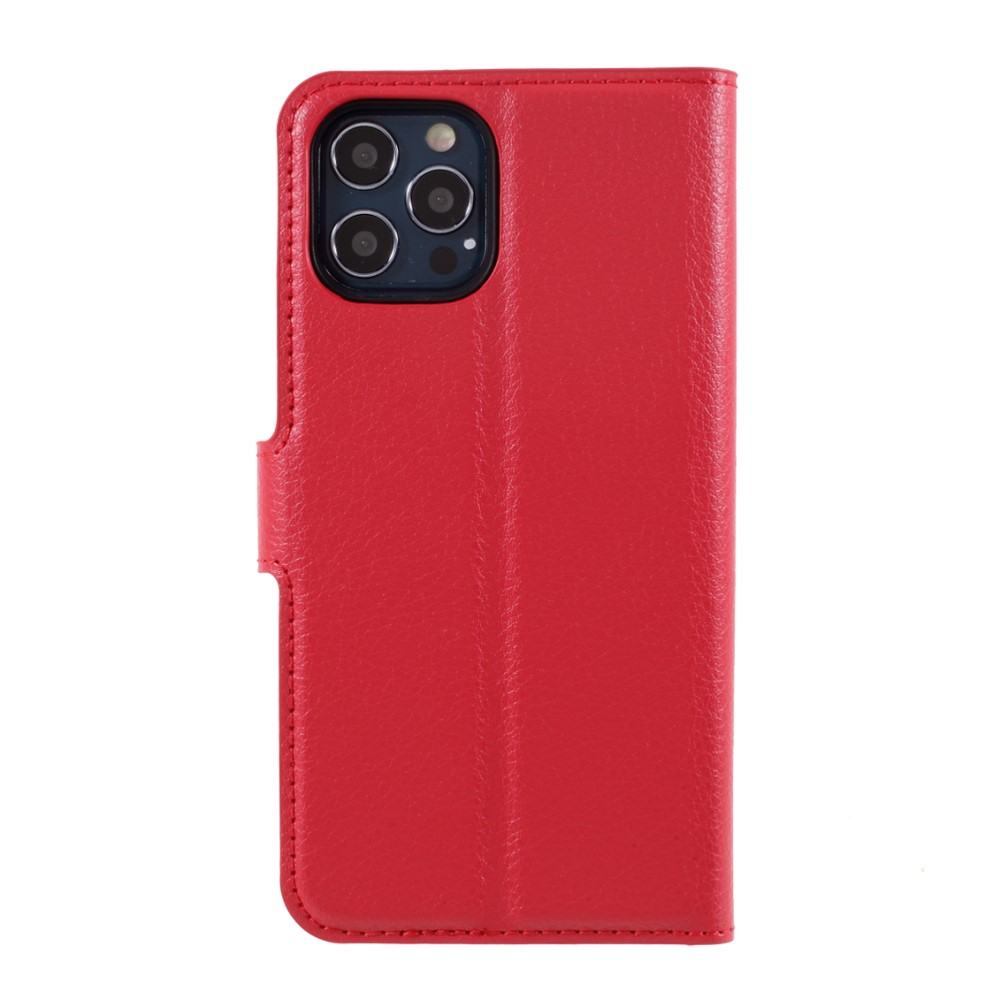  iPhone 12 / 12 Pro Fodral Litchi Läder Röd