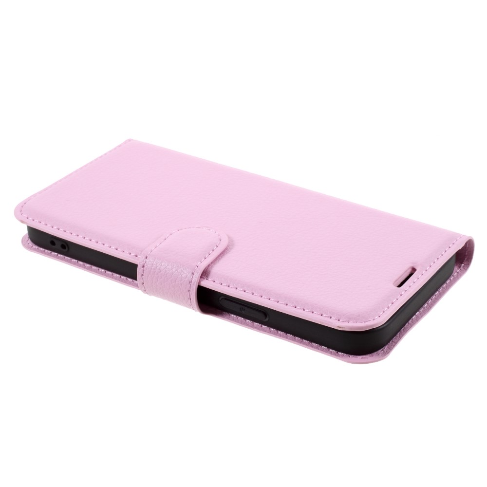  iPhone 12 / 12 Pro Fodral Litchi Läder Ljus Rosa