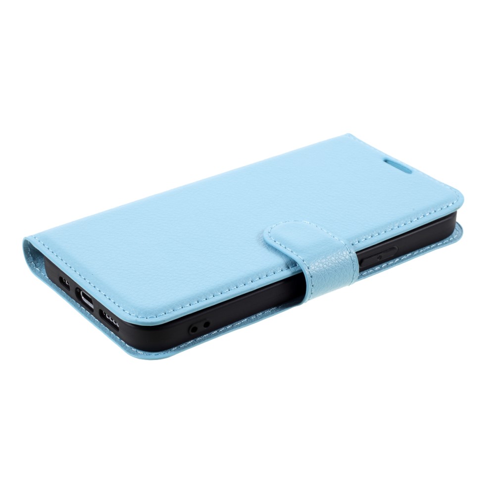  iPhone 12 / 12 Pro Fodral Litchi Läder Ljus Blå