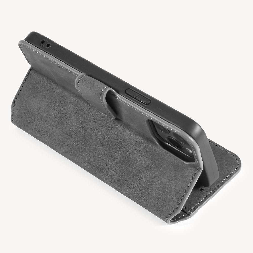 DG.MING DG.MING iPhone 12 / 12 Pro Fodral Retro Läder Grå