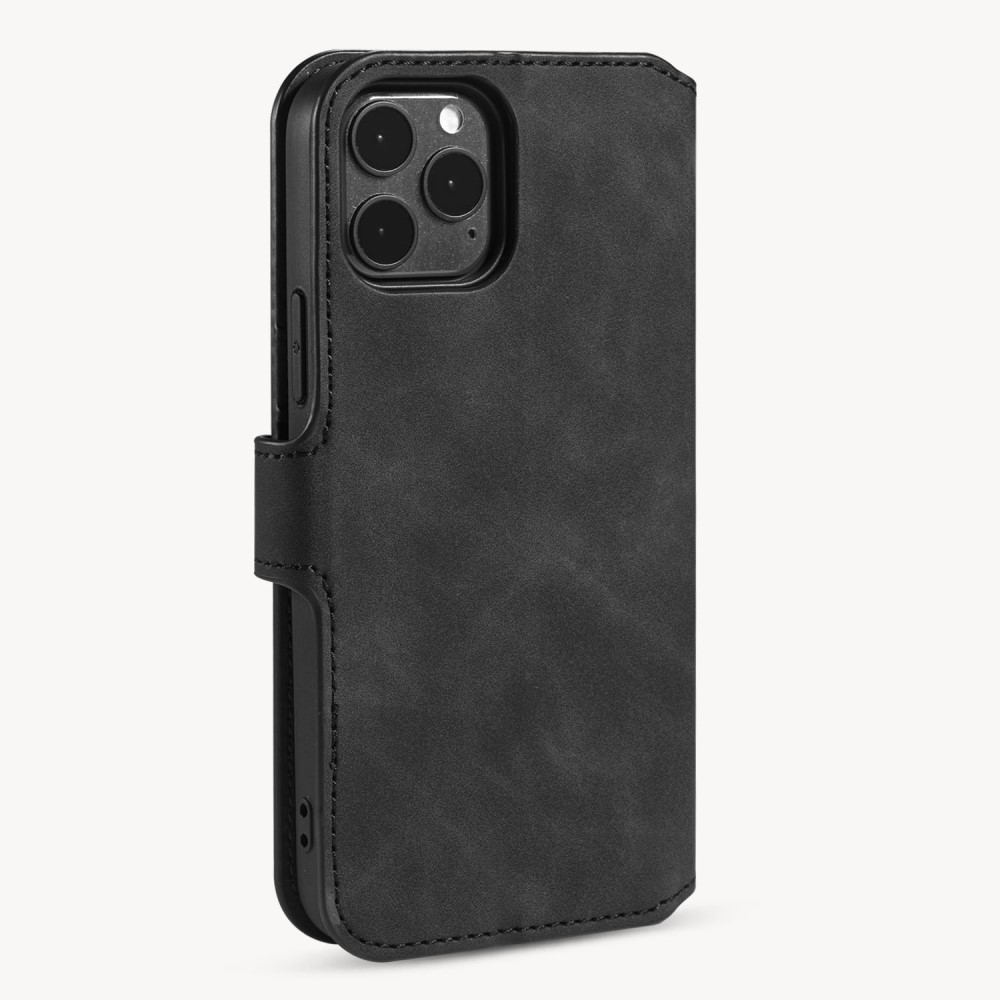DG.MING DG.MING iPhone 12 Pro Max Fodral Retro Läder Svart
